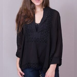 Lovestitch Women’s The Eyelet Tunic    lightweight sheer blouse 100% cotton SZ M